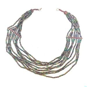 Vintage Picasso Glass Tube Bead Necklace